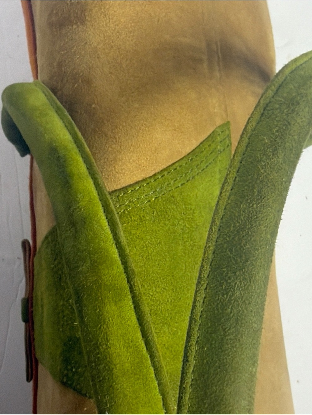 Vintage Y2K Via Spiga Tan Green & Burnt Orange Goat Suede Shoulder Purse - Picture 16 of 16
